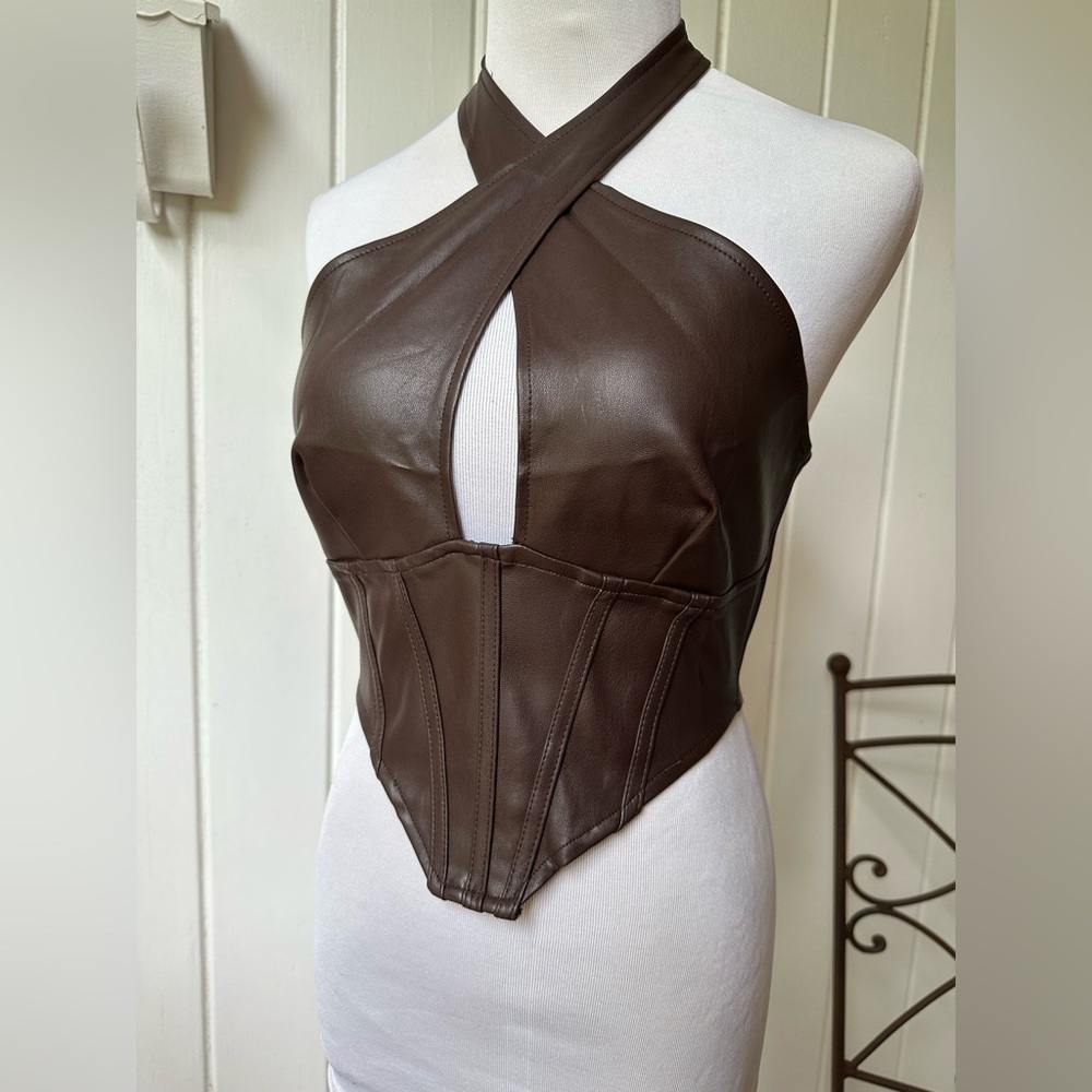 Faux Leather Halter Top